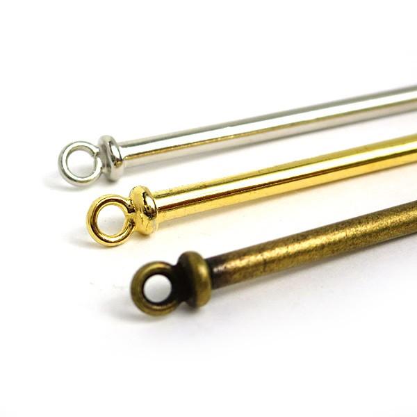 簪棒（かんざしパーツ）1本足 大 ゴールド色 15cmφ2.5mm / 簪 軸