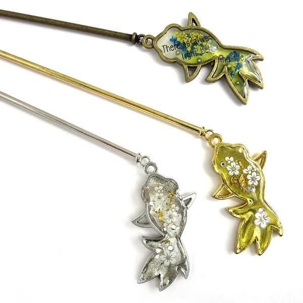 簪棒（かんざしパーツ）1本足 大 ゴールド色 15cmφ2.5mm / 簪 軸