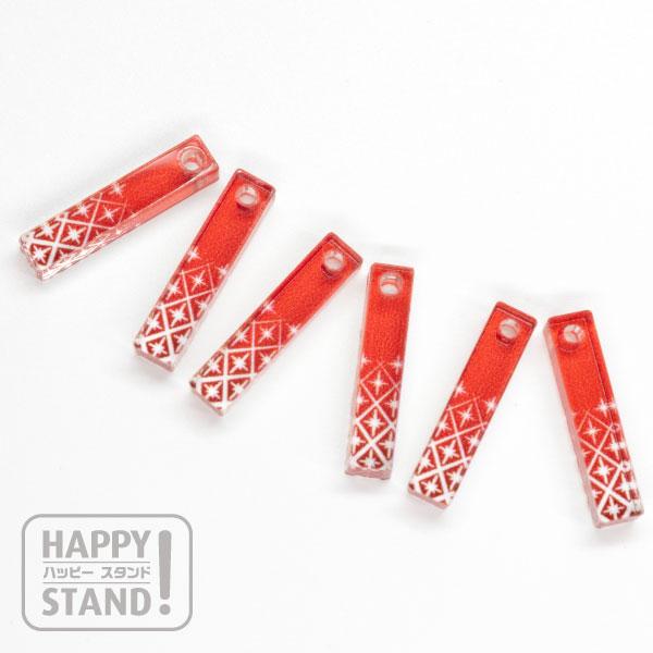 アクリルチャーム 15 切子硝子風 スティックA レッド6 ハッピー