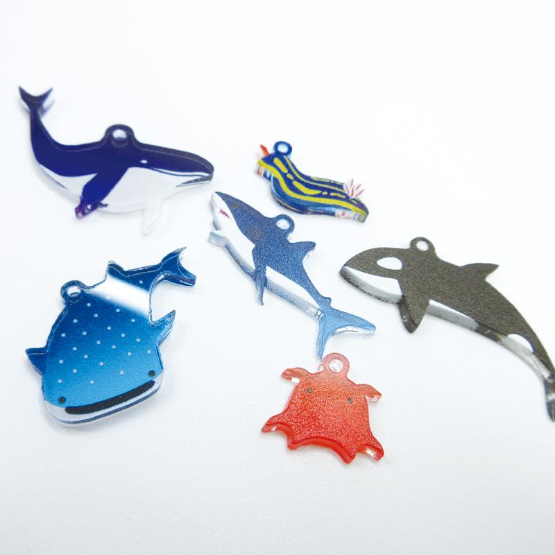 アクリルチャーム 30 海の生物6色ミックス（ジンベイ クジラ シャチ