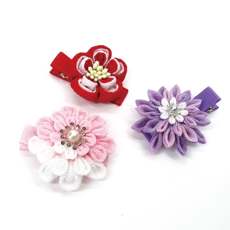ベビークリップ パーツ 平4.5cm ◇レッド 5個 / 手作り材料 髪飾り