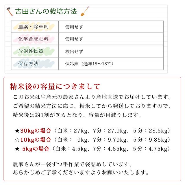 米 お米 30kg 夢ごこち 無農薬 令和5年産 2023年産 滋賀県産 吉田農園 白米 玄米 送料無料｜biwaoumi｜05