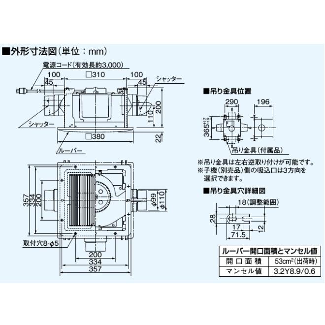 【FY-32CPT6BL1】 パナソニック 天埋換気扇(樹脂)三室用・BL認定品 яэ∀の画像
