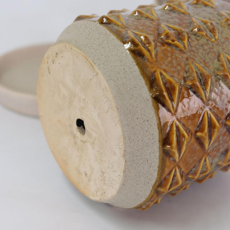 植木鉢 陶器 おしゃれラムバース14 受皿付 径14cm 高13.5cm