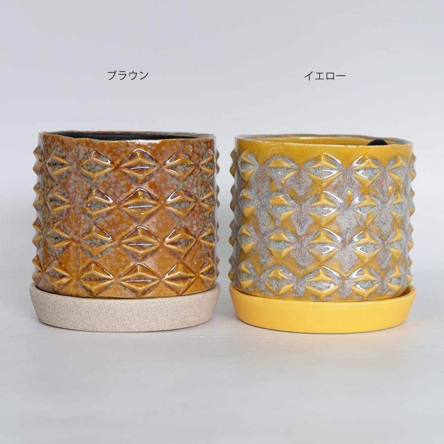 植木鉢 陶器 おしゃれラムバース14 受皿付 径14cm 高13.5cm