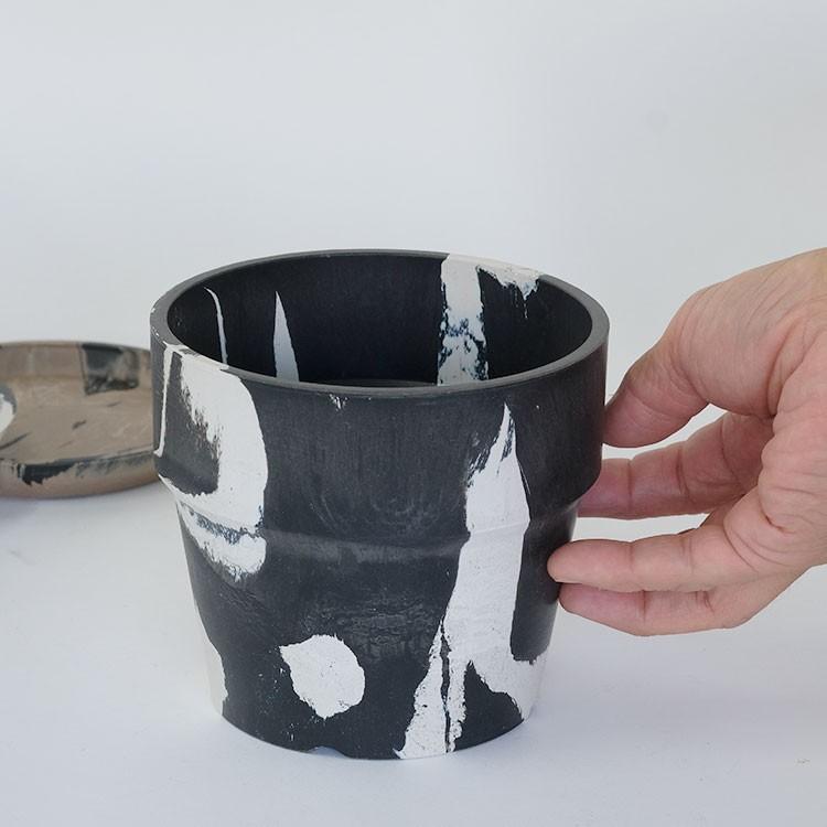 植木鉢 おしゃれ 軽い プラ鉢 マーブルカラー12受皿付 プラスチック