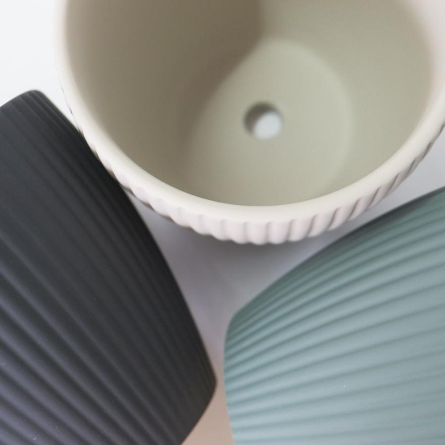 植木鉢 おしゃれ Calm15 陶器鉢 受皿付 径15cm 高14cm 底穴あり