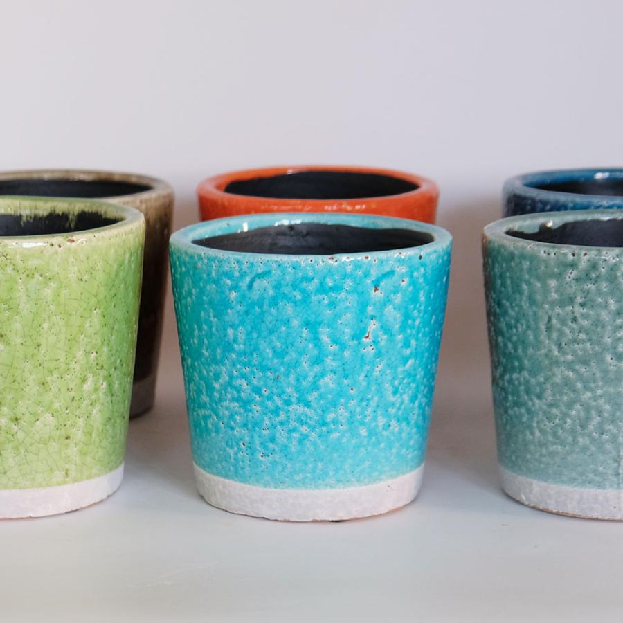 植木鉢 おしゃれ カラーグレーズポット5号 径15cm 高さ15cm 受皿なし