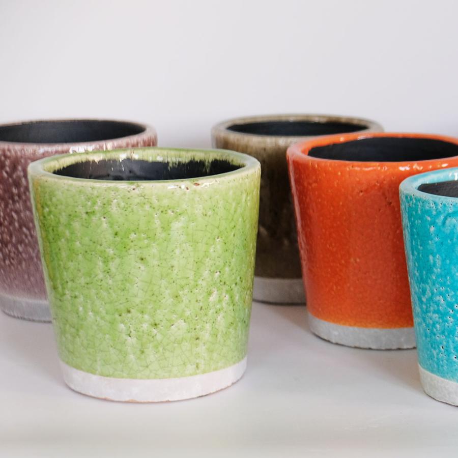 植木鉢 おしゃれ カラーグレーズポット5号 径15cm 高さ15cm 受皿なし