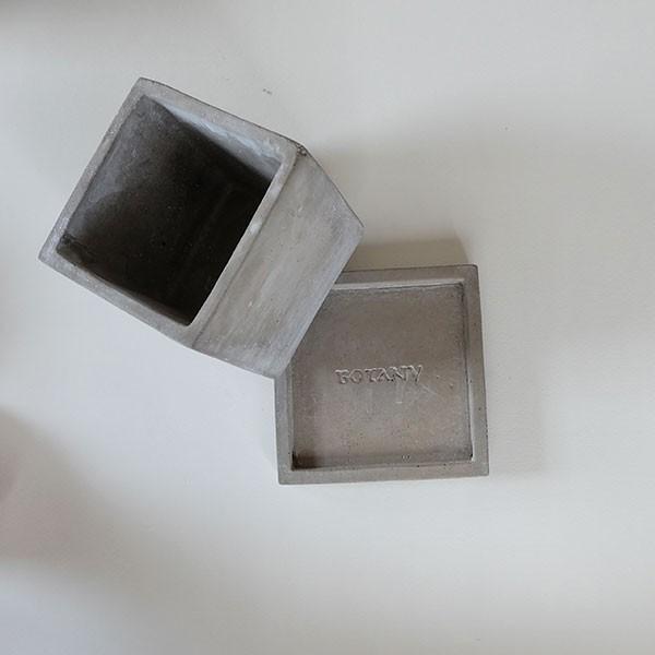 植木鉢 おしゃれ キューブセメントポットS 受皿付 アンティーク