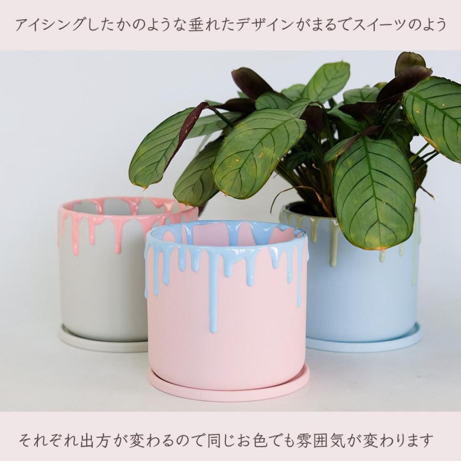 植木鉢 陶器 おしゃれ ドリーナ11 受皿付き 3号 径11cm 高10cm 底穴