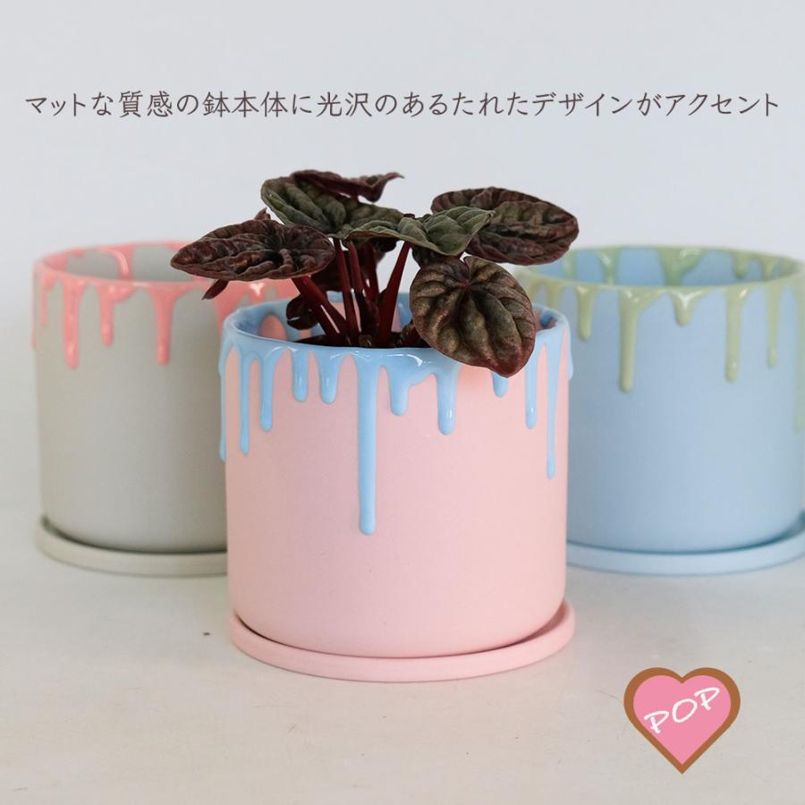 植木鉢　陶器　高級受皿付　ピンクゴールド　内径22 高さ25 観葉植物　オシャレ 植木鉢 陶器 おしゃれ ドリーナ11 受皿付き 3号 径11cm 高10cm 底穴