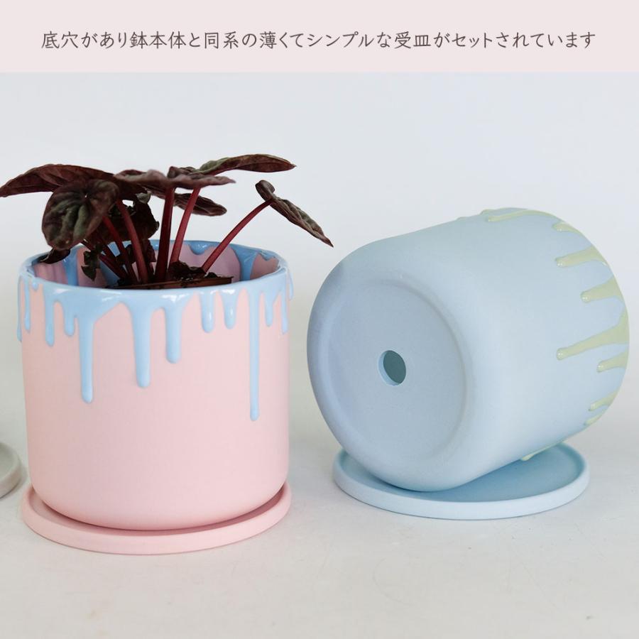 植木鉢 陶器 おしゃれ ドリーナ11 受皿付き 3号 径11cm 高10cm 底穴