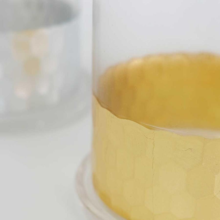 植木鉢 おしゃれ GOLD and SILVER CYLINDER 鉢 受皿付 ガラス 径10.5cm