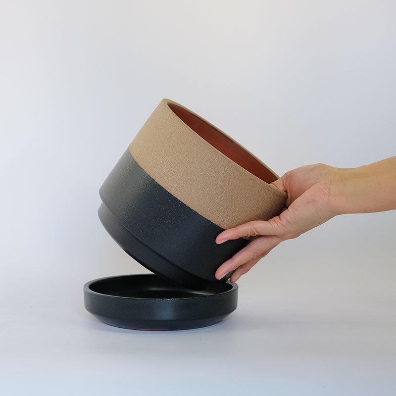 おしゃれ 陶器鉢 キルシ18受皿付 植木鉢 セラミック 鉢 径18cm 高16.5