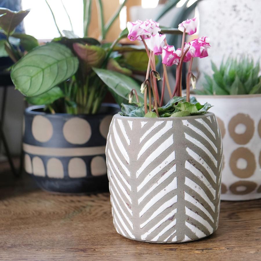 鉢カバー おしゃれ 陶器 セルマシリーズ 底穴なし セラミック鉢 幾何学