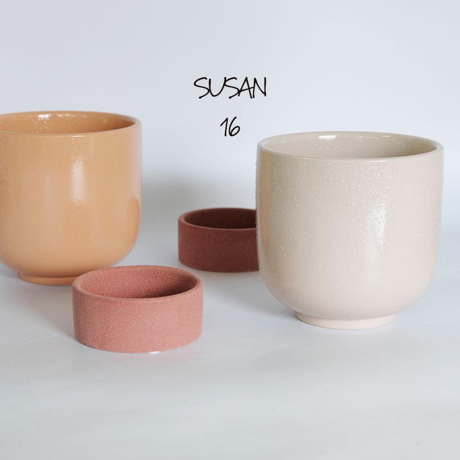 植木鉢 おしゃれ 陶器鉢 スサン16 受皿付 径16cm 高15cm 底穴あり