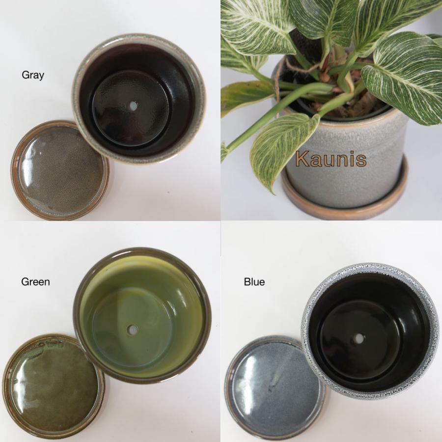 植木鉢 おしゃれ Kaunis16 陶器鉢 受皿付き 底穴あり 径16cm 高14cm