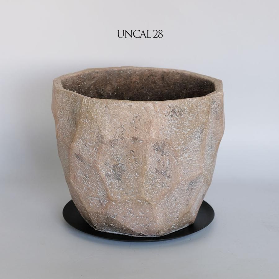 植木鉢　陶器鉢 植木鉢おしゃれ アンシャル28 アイアンソーサー付【受皿付 セメント鉢