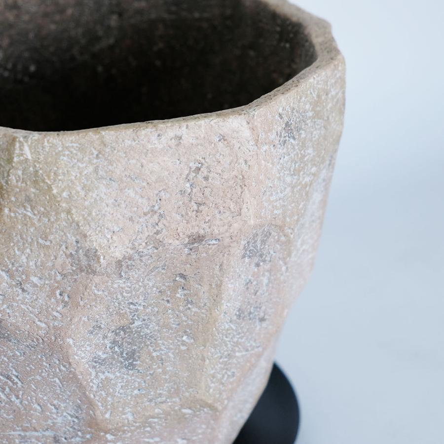 植木鉢おしゃれ アンシャル28 アイアンソーサー付【受皿付 セメント鉢