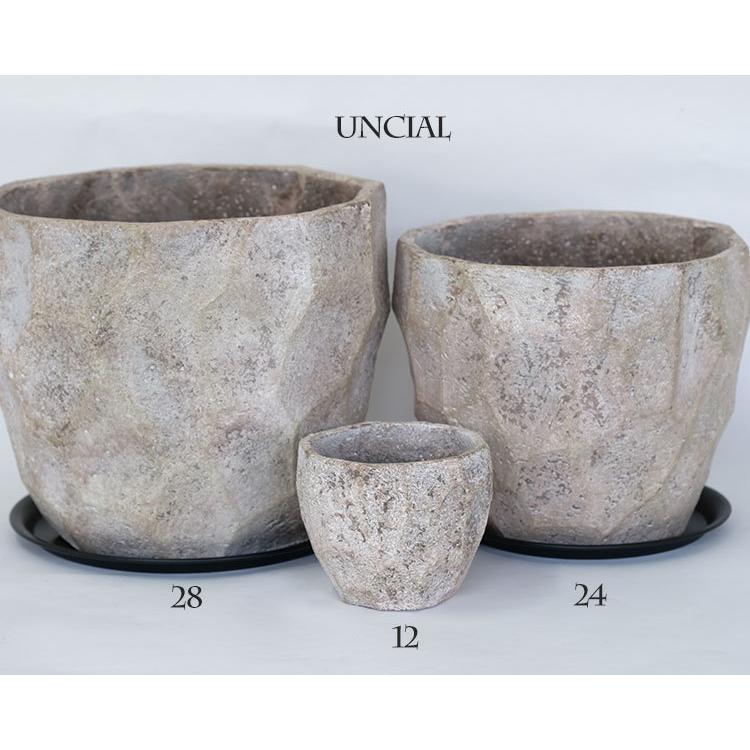 植木鉢おしゃれ アンシャル28 アイアンソーサー付【受皿付 セメント鉢