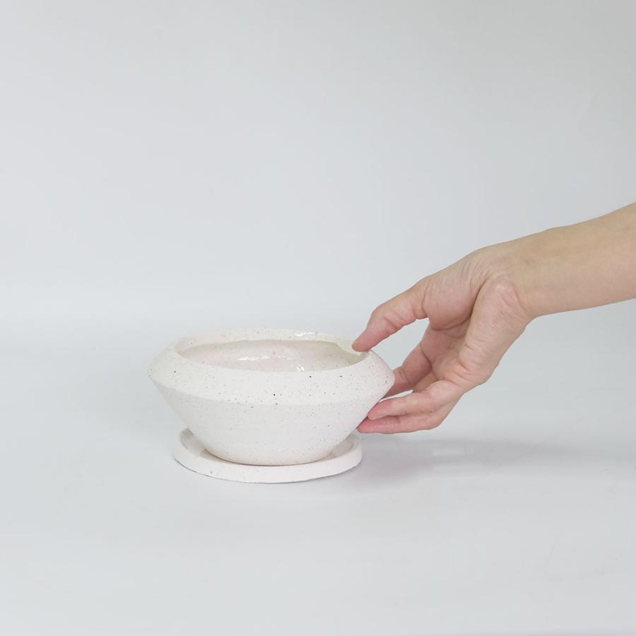 植木鉢 おしゃれ 陶器 イオニアサークルS 受皿付 セラミック鉢 径16cm