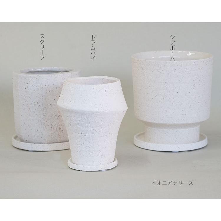 植木鉢 陶器 おしゃれ イオニアドラムハイ10 受皿付 シンプル