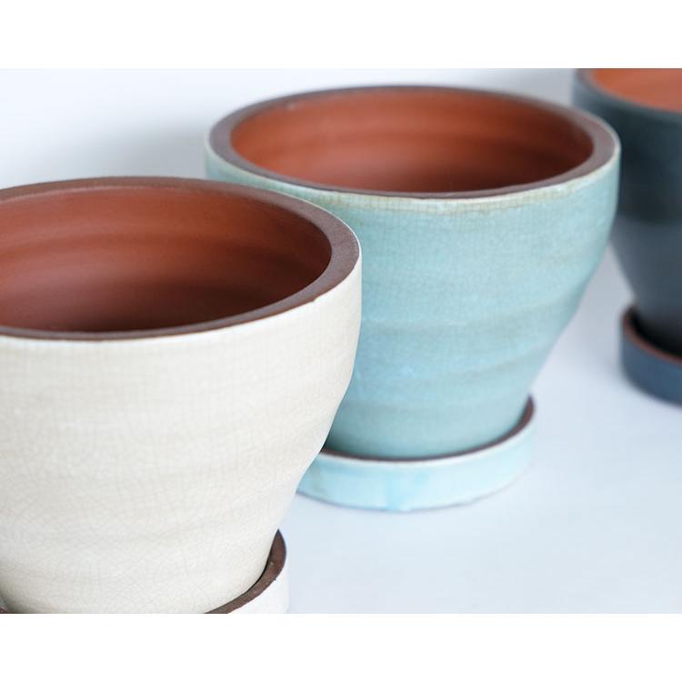 植木鉢 おしゃれ 陶器鉢 ジュネス15受皿付 セラミック 釉薬 径15cm 高
