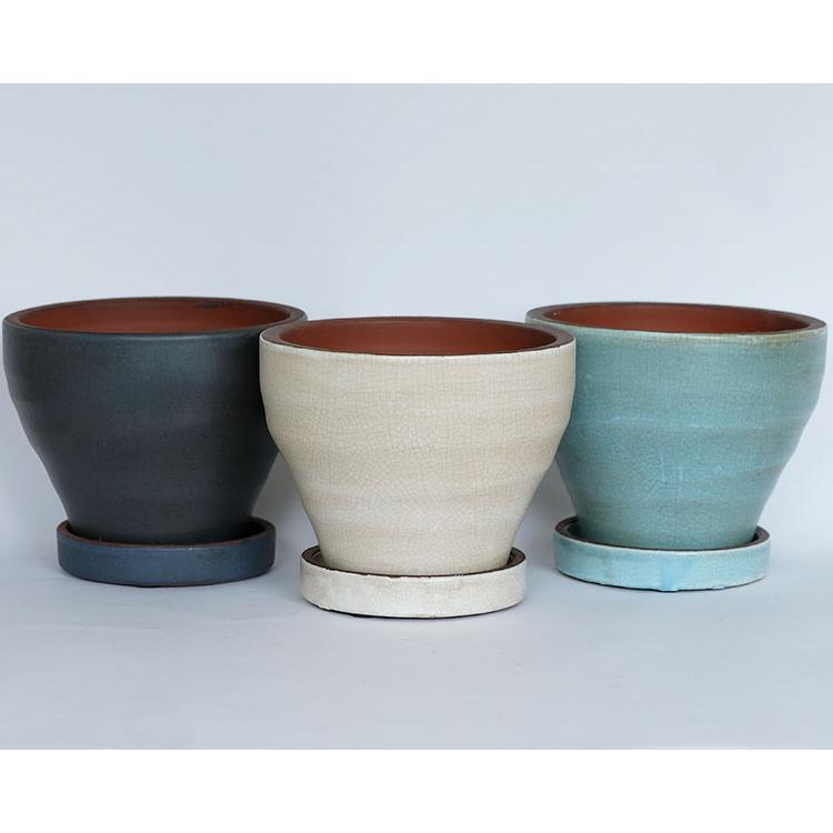 植木鉢 おしゃれ 陶器鉢 ジュネス15受皿付 セラミック 釉薬 径15cm 高