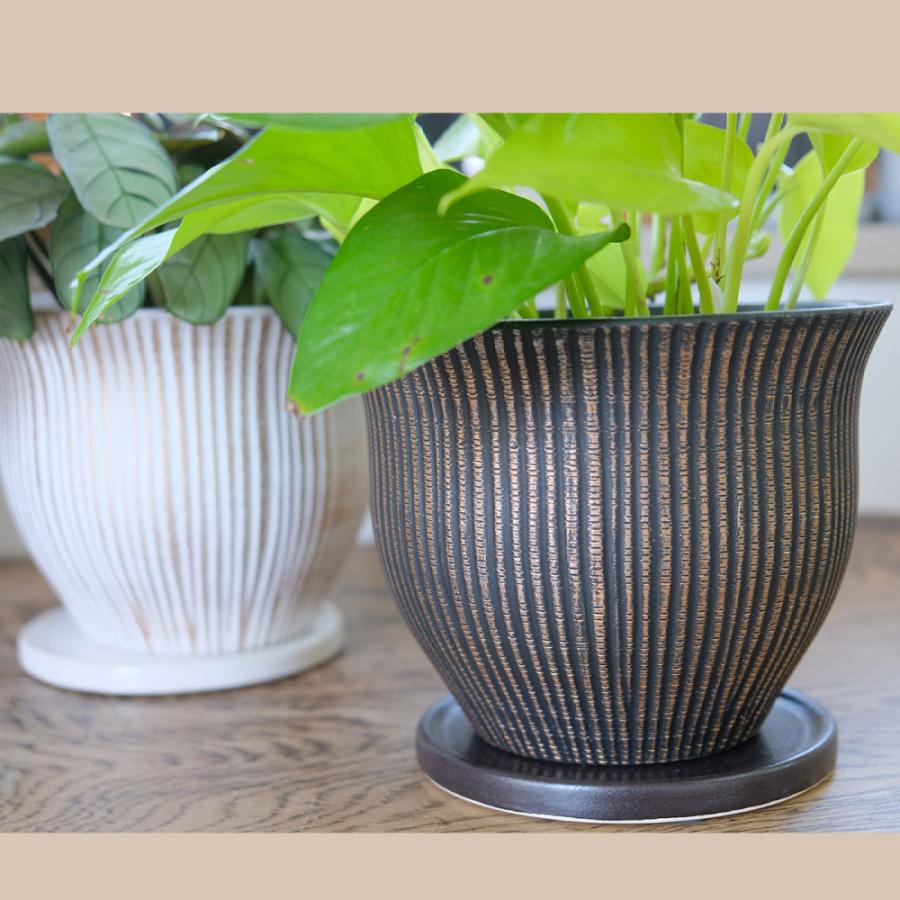 植木鉢 マルグリット15 受皿付 ポット セラミック 釉薬 径16cm 高12cm