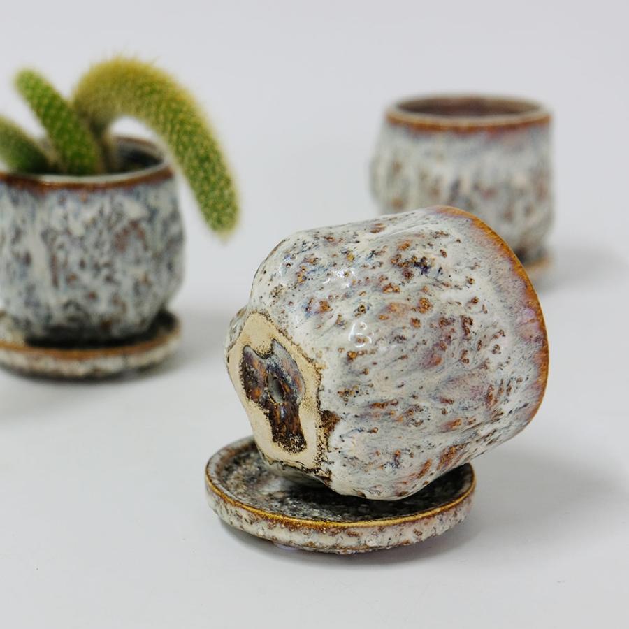 植木鉢 陶器鉢 おしゃれ ナバホS 8cm 径高 7cm 受皿付 セラミック鉢