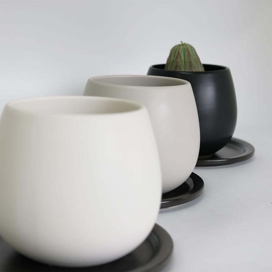 ポルカ14 セラミックプレート付 植木鉢 受皿付 シンプル 鉢