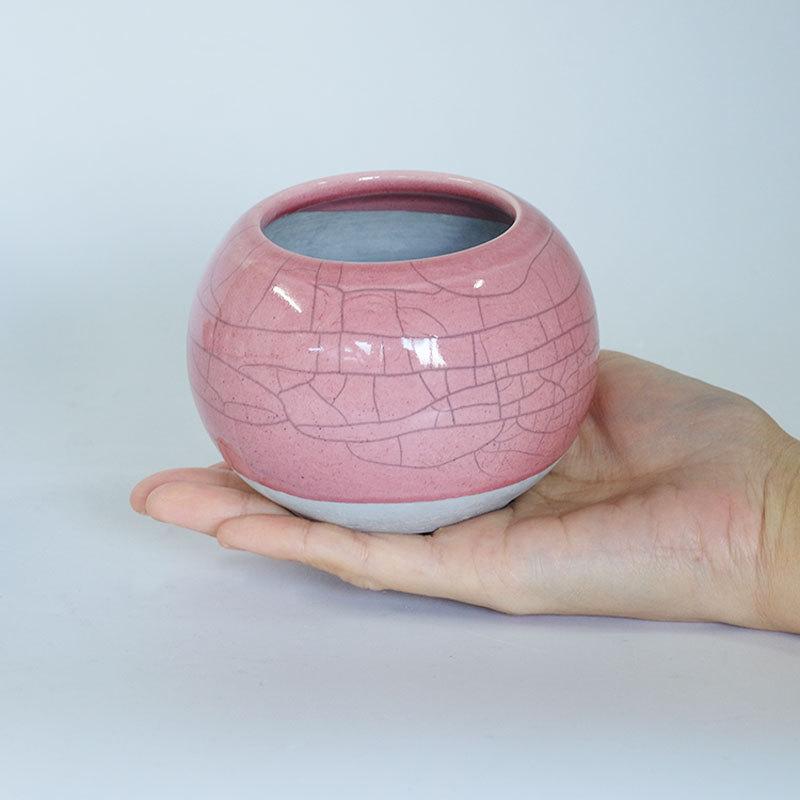 植木鉢 陶器 ずいうん 瑞雲 もも丸 花器 和鉢 貫入り おしゃれ 盆栽 径