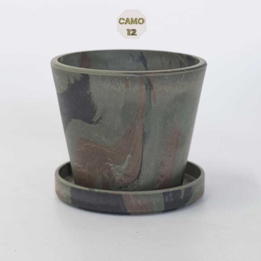 プラ鉢 カモフラージュポット 12 受皿付 径12cm 高さ10cm black