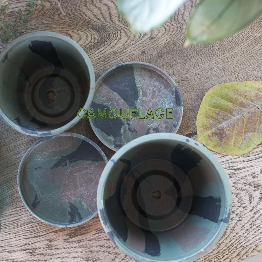 プラ鉢 カモフラージュポット 14 受皿付 迷彩柄 CAMO 径14cm 高さ12cm