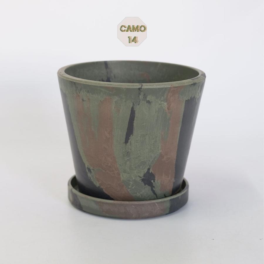 プラ鉢 カモフラージュポット 14 受皿付 迷彩柄 CAMO 径14cm 高さ12cm