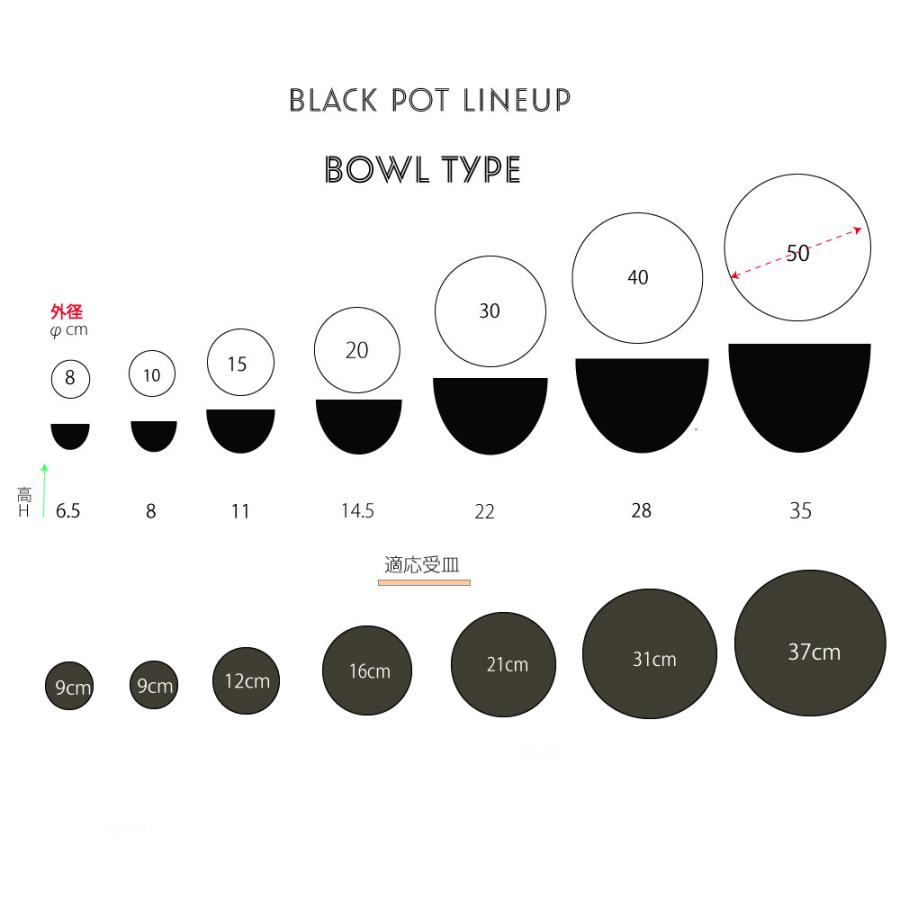 bowl 40 植木鉢 プラ鉢 ブラックポット サボテン 頑丈 おしゃれ 塊根植物 多肉 黒プラスチック鉢 白 灰 black plastic pot 径40cm 高さ28cm_7