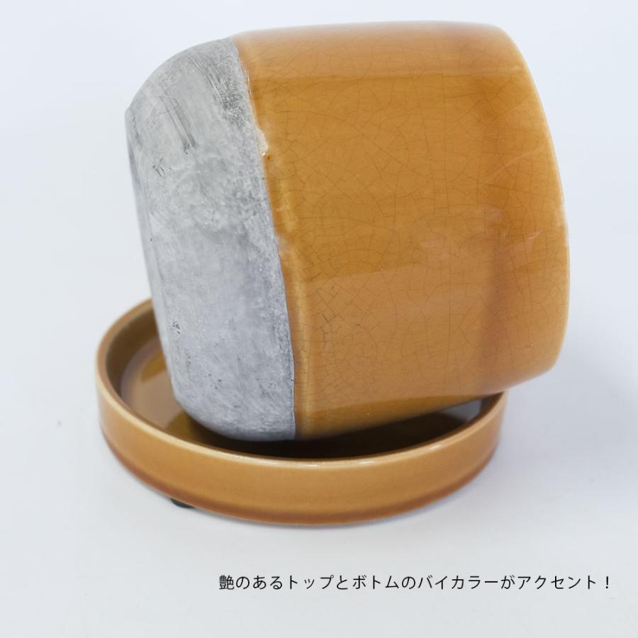 植木鉢 Plaisir 13 陶器鉢 おしゃれ バイカラー ツヤ 光沢 径14cm 高