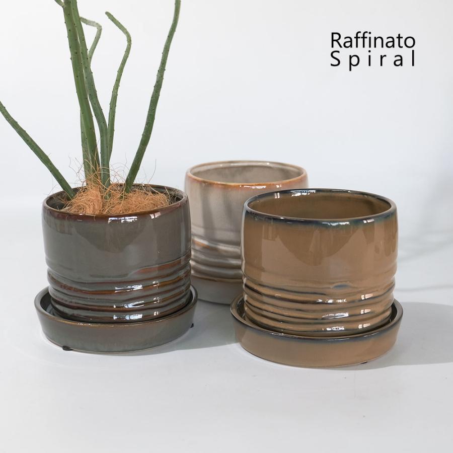 陶器鉢おしゃれ Raffinato Spiral pot 底穴あり セラミック鉢 径12.5cm