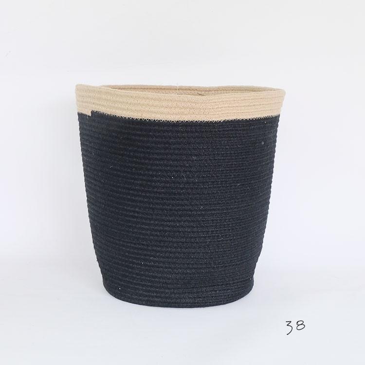 Jute Rope Basket black&natral 38 鉢カバー おしゃれ サボテン 多肉植物 stem ステム