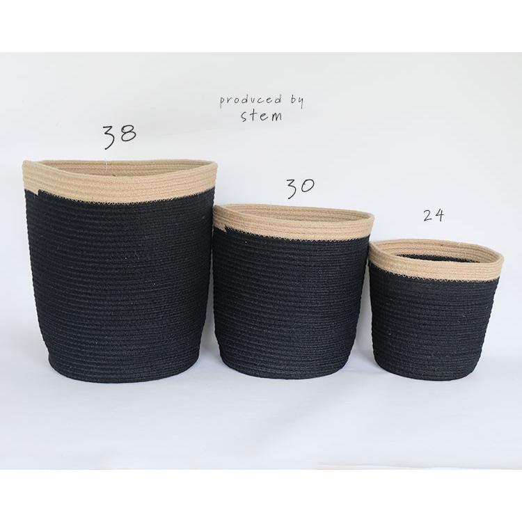 Jute Rope Basket black&natral 38 鉢カバー おしゃれ サボテン 多肉植物 stem ステム_4