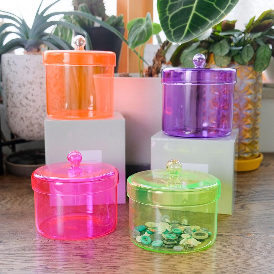 ガラスケース ネオンカラーRadiance Neon Case 蓋付き 黄色 ピンク