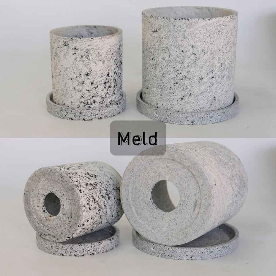 植木鉢 おしゃれ Meld 受皿付き 底穴有り 人口石材 シンプル