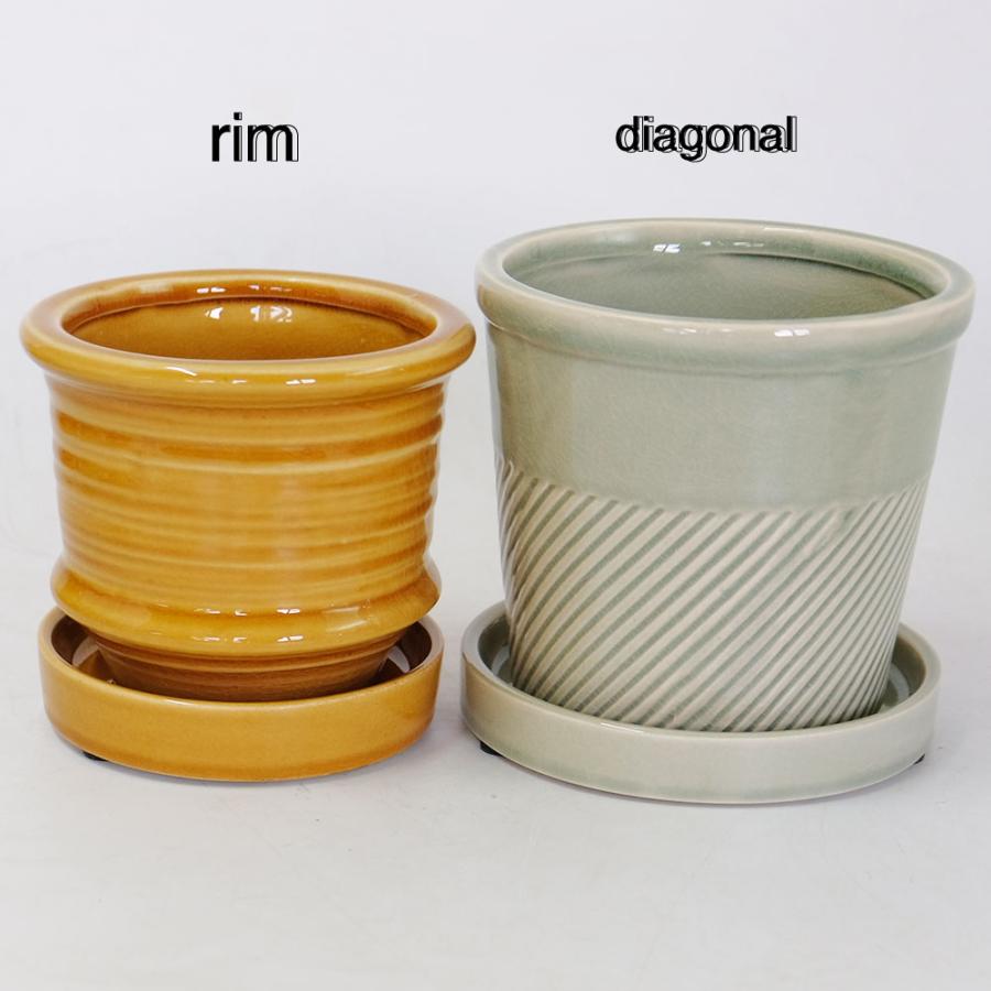 植木鉢 おしゃれ Sentir 受皿付 釉薬鉢 陶器鉢 径13.5cm 高12.5cm/ 径