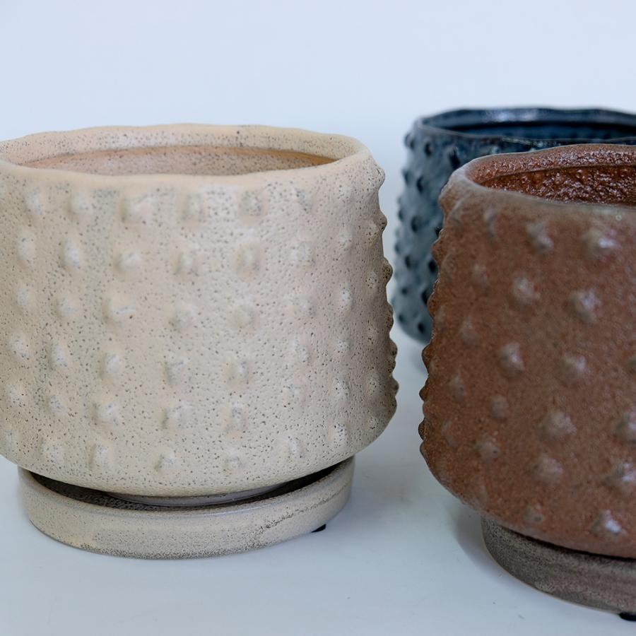 植木鉢 陶器 おしゃれ セイレンス 受皿付 4号から5号 ネイビー