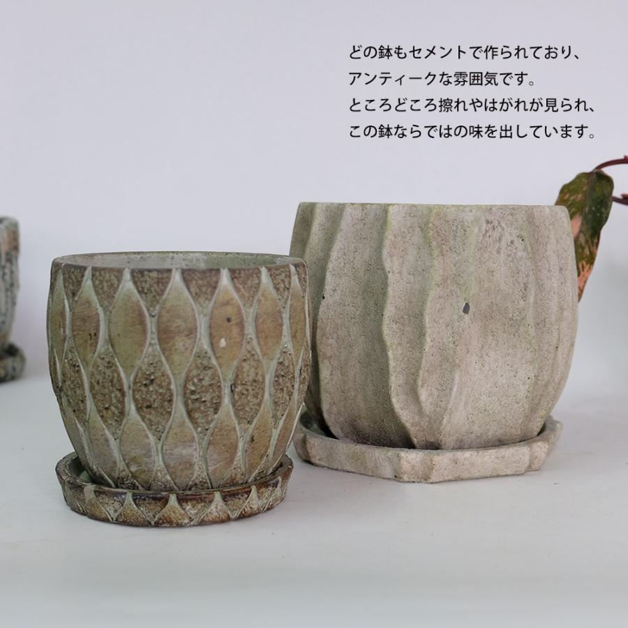 植木鉢 おしゃれ 石材調 ごつごつ 岩肌 Peculiar 受皿付 径13.5-14.5cm