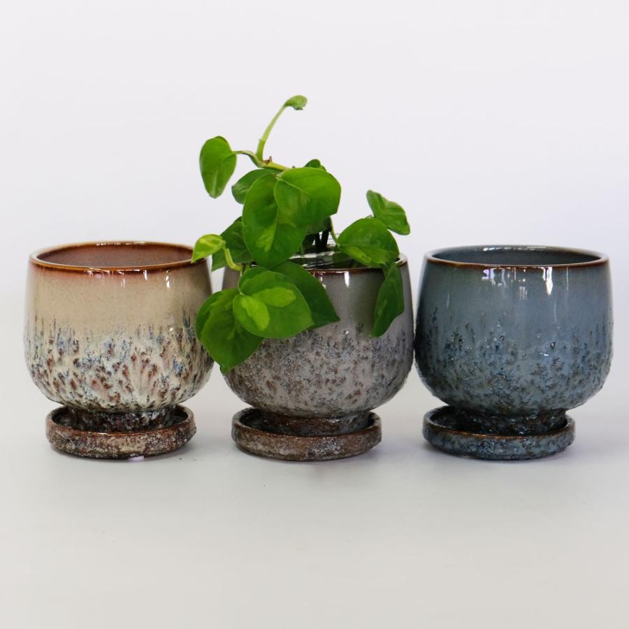 植木鉢 おしゃれ CORM POT & SAUCER 陶器鉢 受皿付 アースカラー