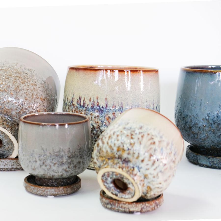 陶器 鉢 花瓶 皿セット 植木鉢 おしゃれ CORM POT & SAUCER 陶器鉢 受皿付 アースカラー