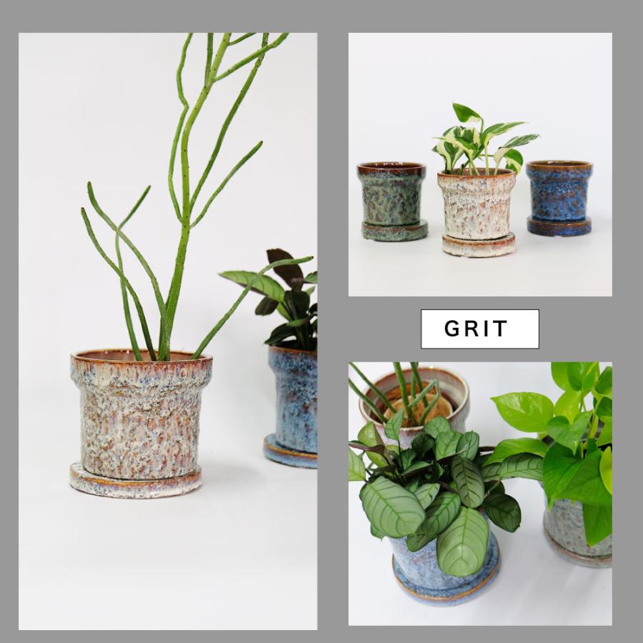 植木鉢 おしゃれ GRIT POT & SAUCER 陶器鉢 受皿付 アースカラー