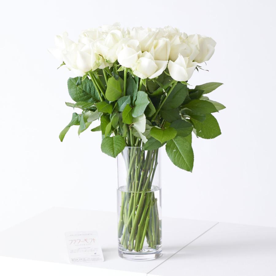 花瓶フラワー・フラワーベース　シリンダー（クリア）　白バラ30本｜biz-hana｜03